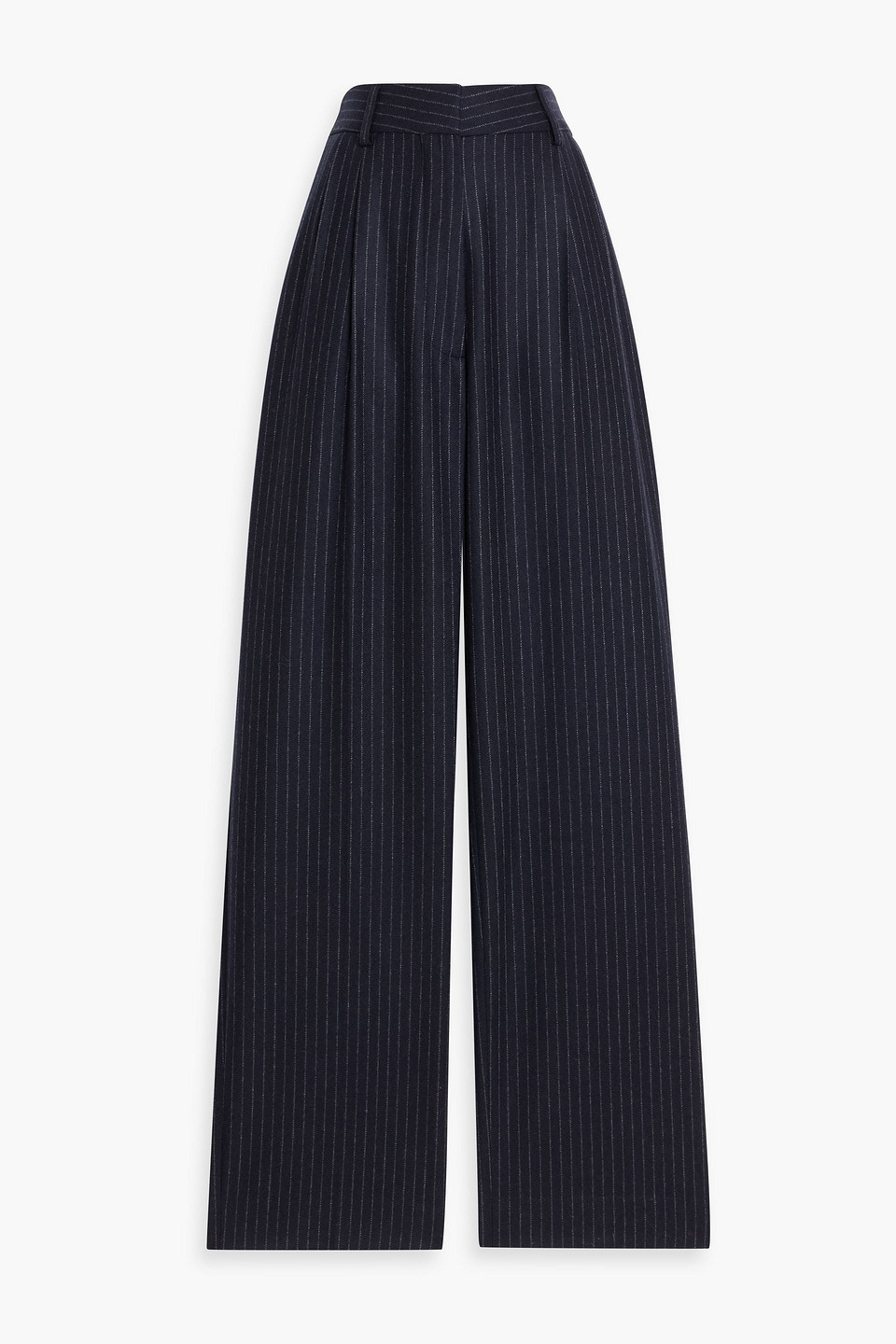 Blazé Milano Lady Maud Fox Pinstriped Wool And Cashmere-blend Straight-leg Pants In Blue