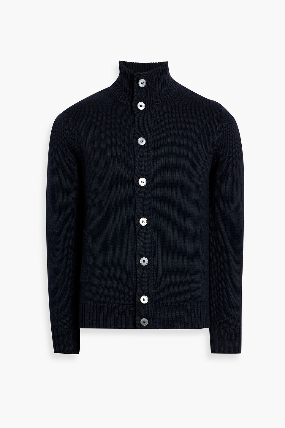 slowear - zanone ribbed wool cardigan - blue - it 50