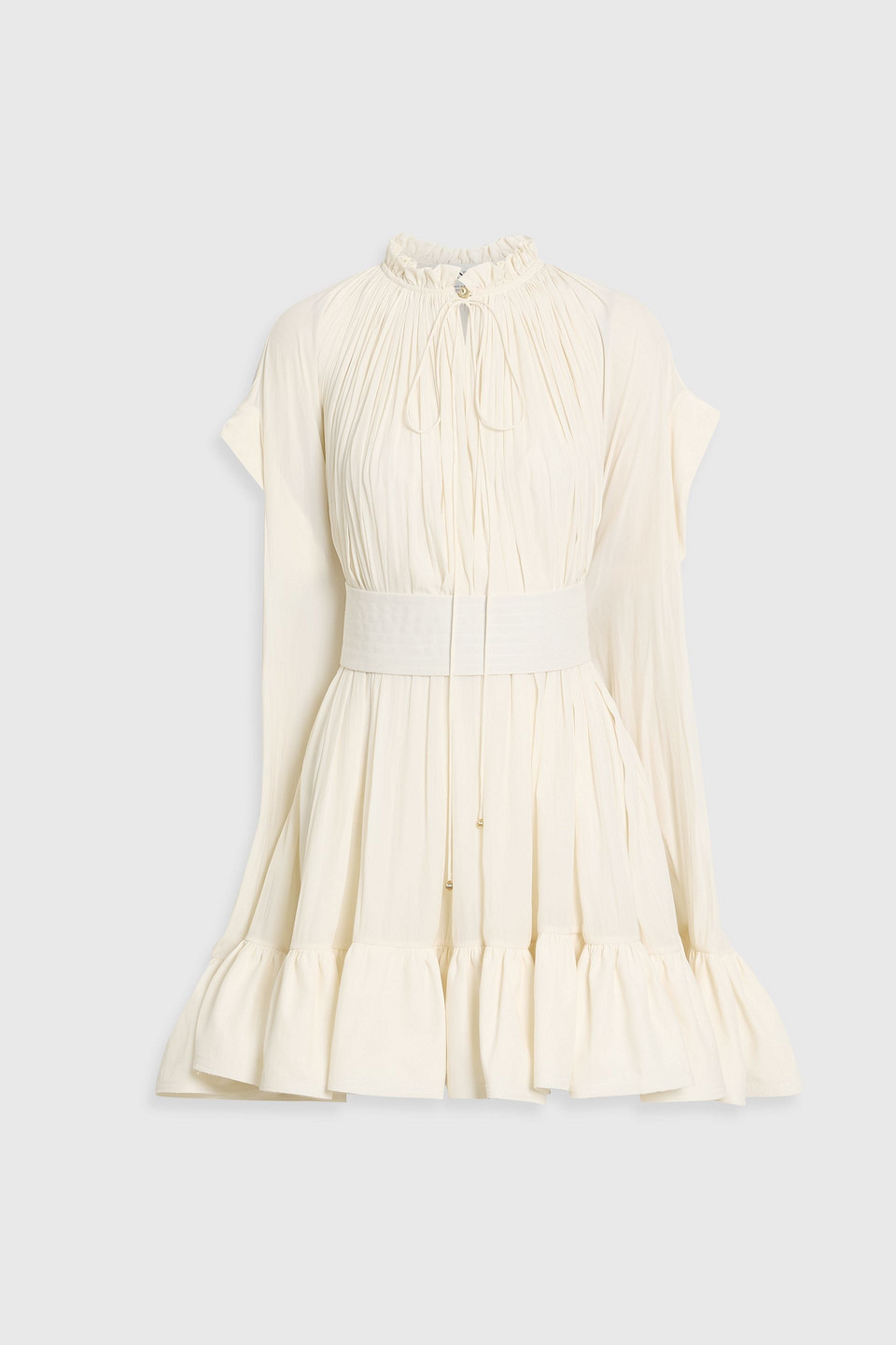 Lanvin Cape-effect Crepe De Chine Mini Dress In Gold