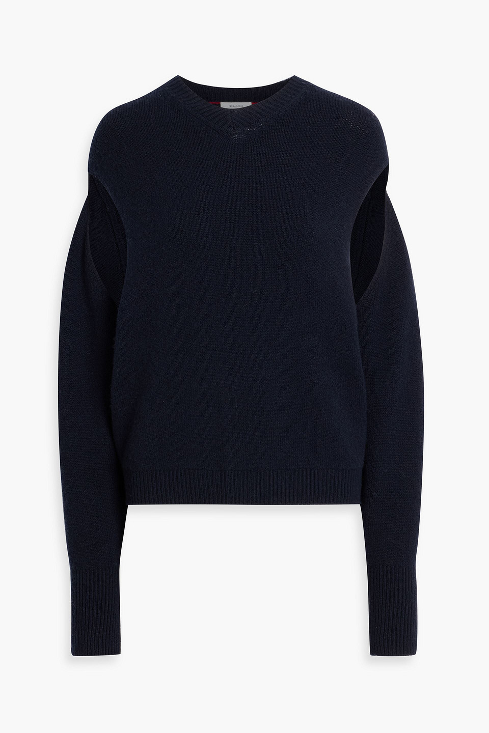 ferragamo - cutout cashmere-blend sweater - blue - s