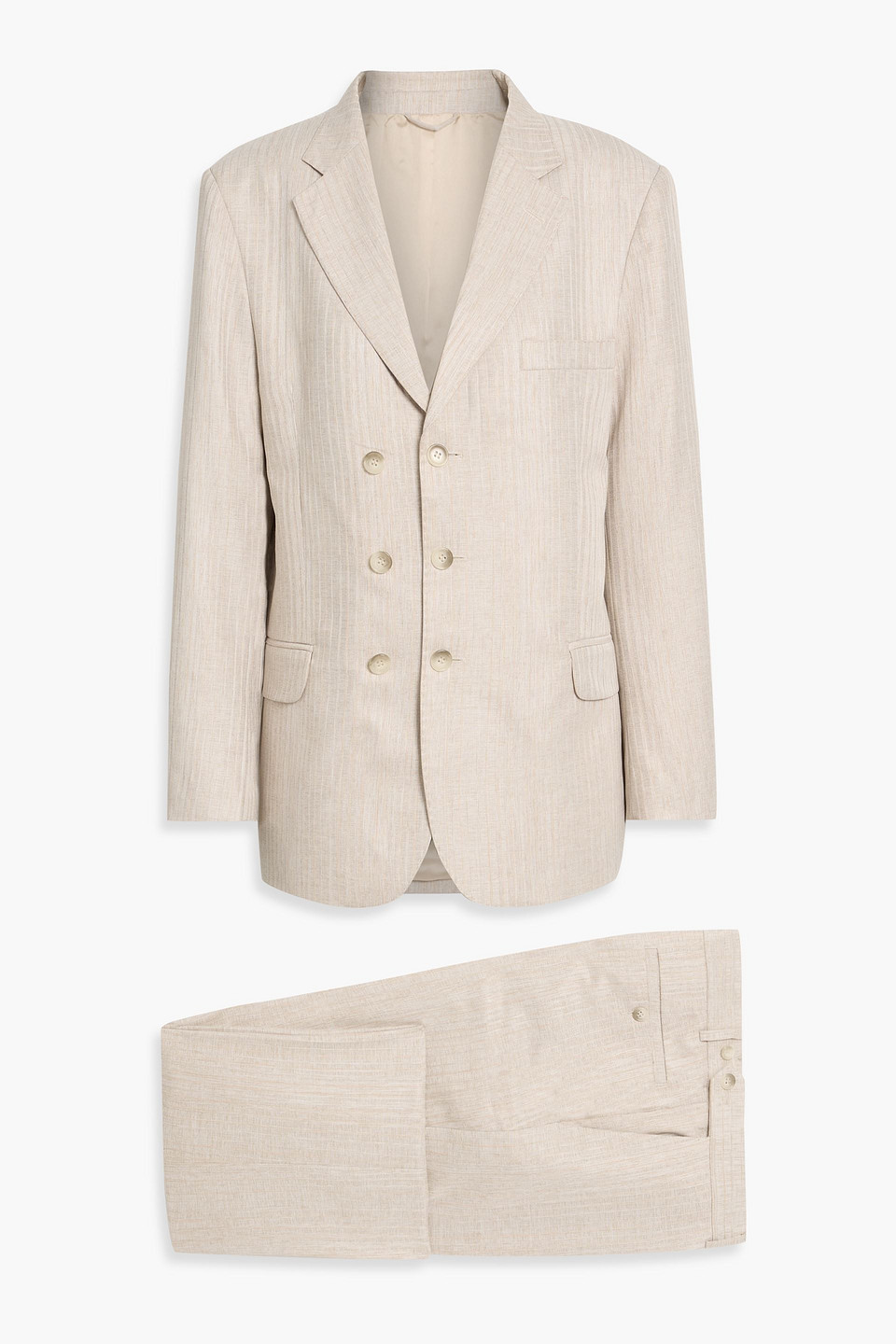 Bettter Double-breasted Linen-blend Suit In Neutral