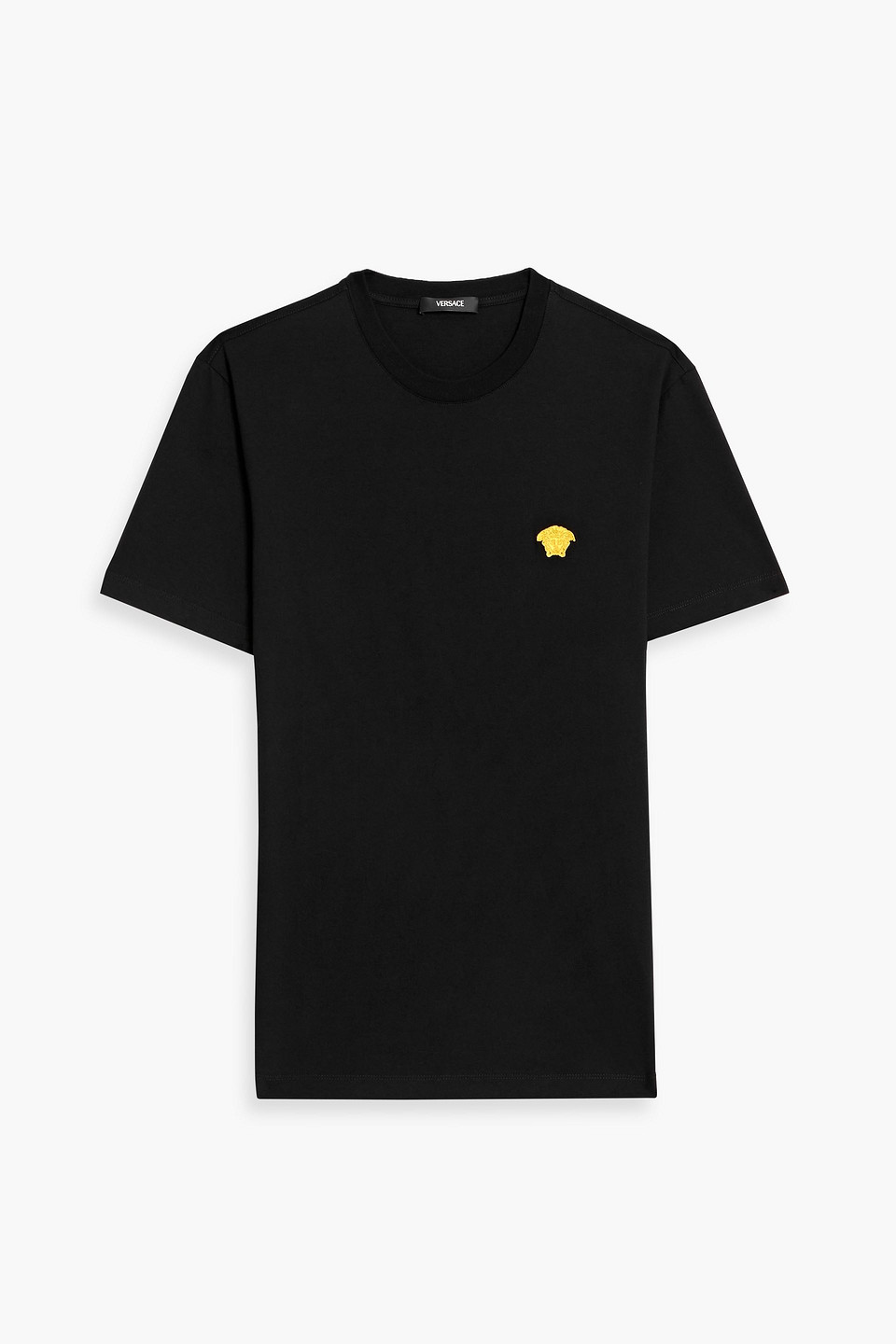 versace - embroidered cotton-jersey t-shirt - black - xxl