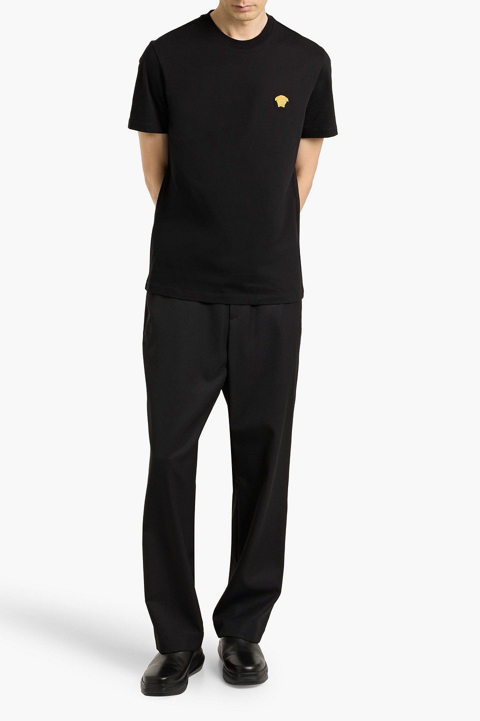 Versace Medusa Minimalist Crew Neck T-shirt In Black