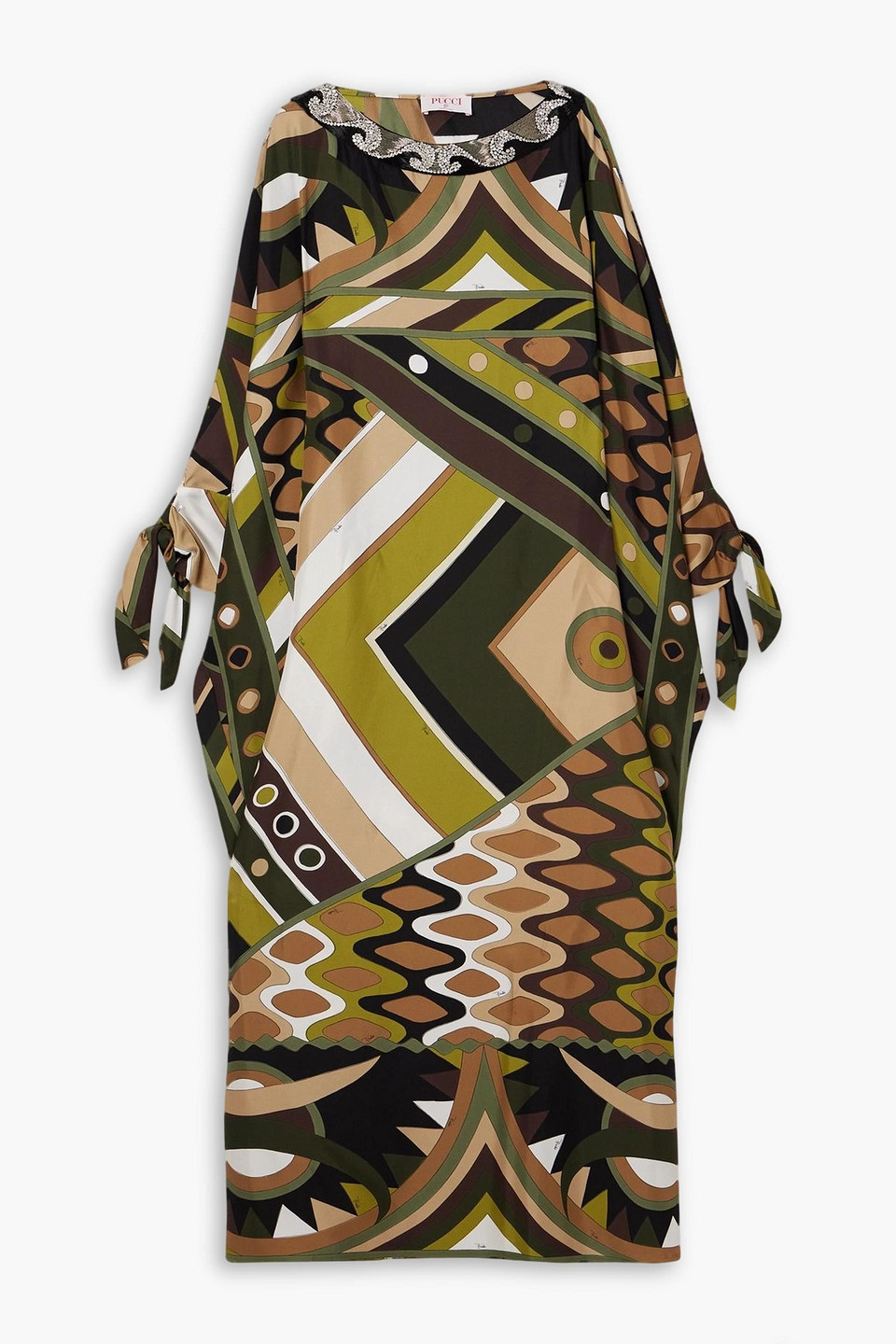 Pucci Bead-embellished Printed Silk-twill Kaftan In Multi