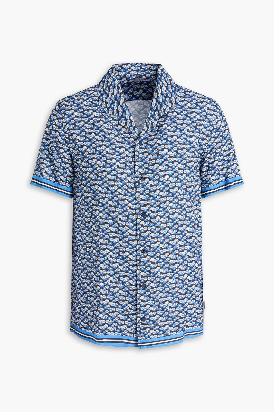 orlebar brown - hibbert floral-print piqué shirt - blue - s