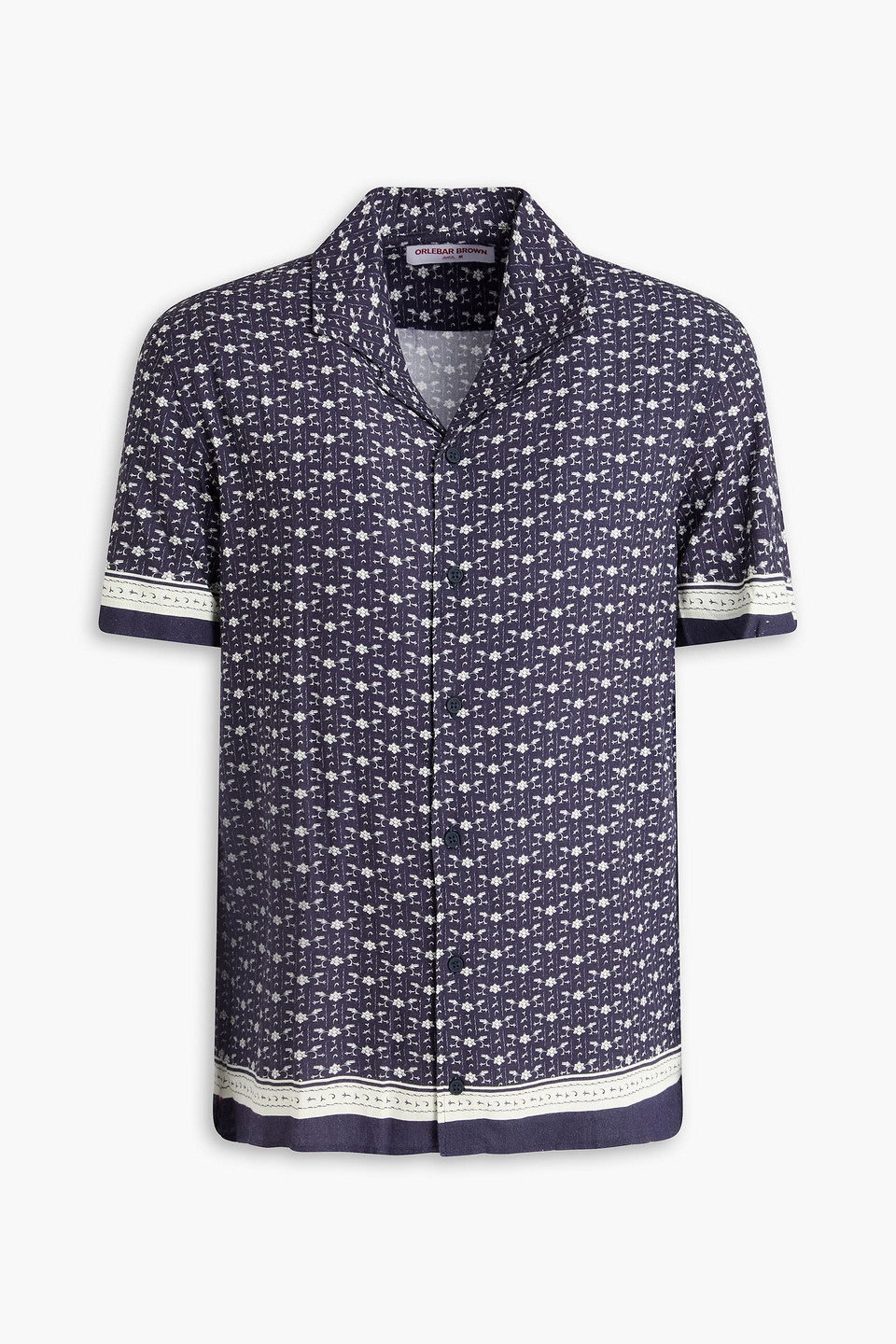 orlebar brown - hibbert printed piqué shirt - blue - s