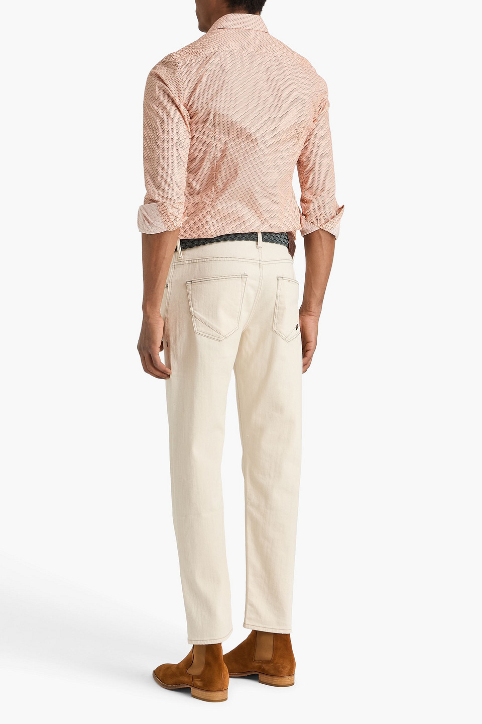  Canali - Printed Cotton-poplin Shirt - Orange - M 