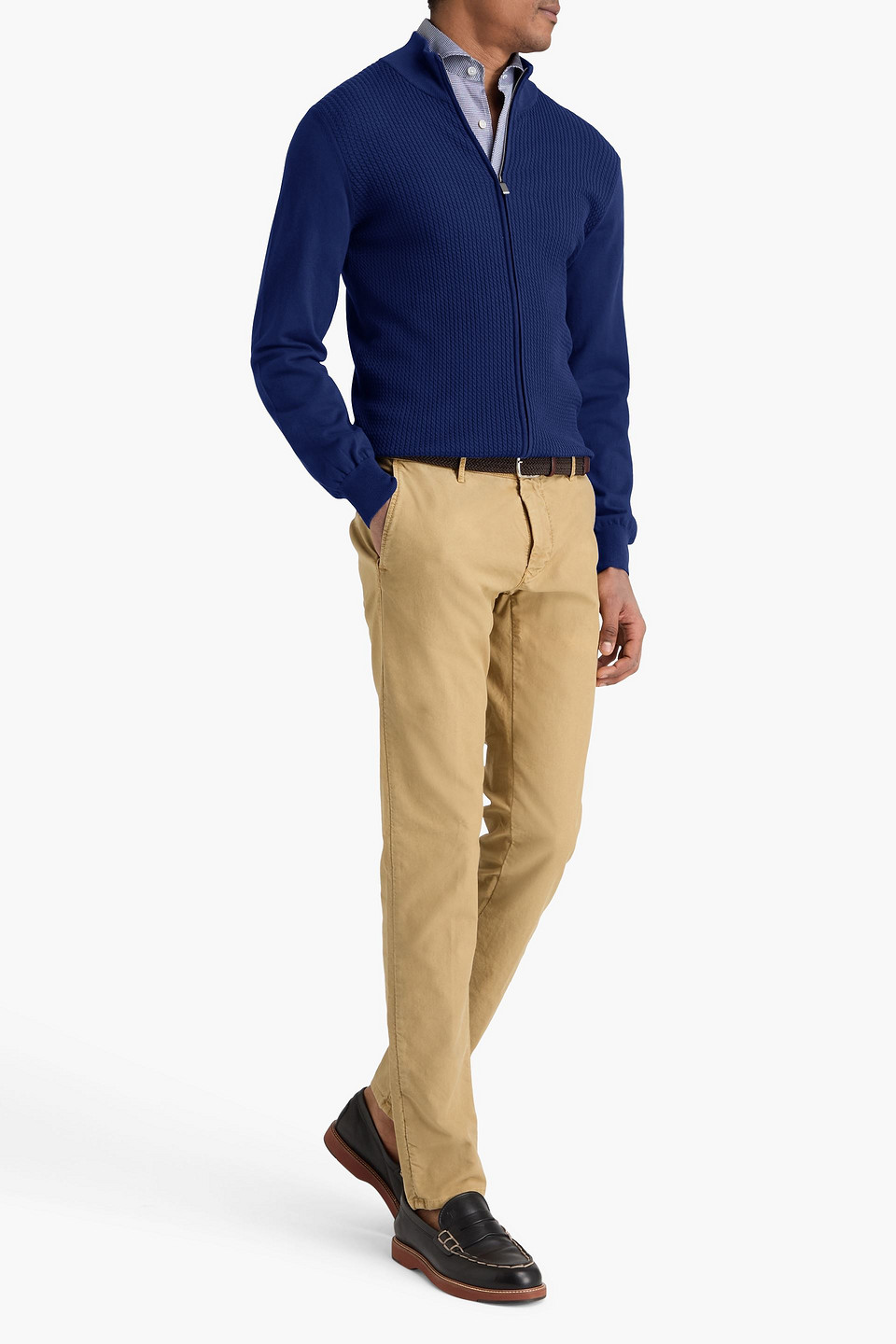  Canali - Cardigan Aus Baumwolle Mit Zopfstrickmuster - Blau - It 50 