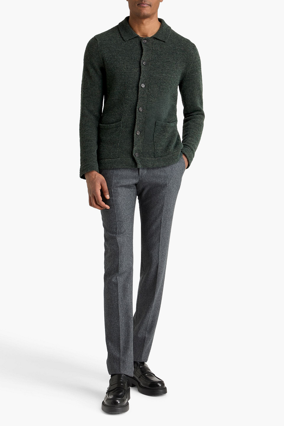  Slowear - Cardigan Aus Bouclé-strick Aus Einer Wollmischung - Grün - It 46 