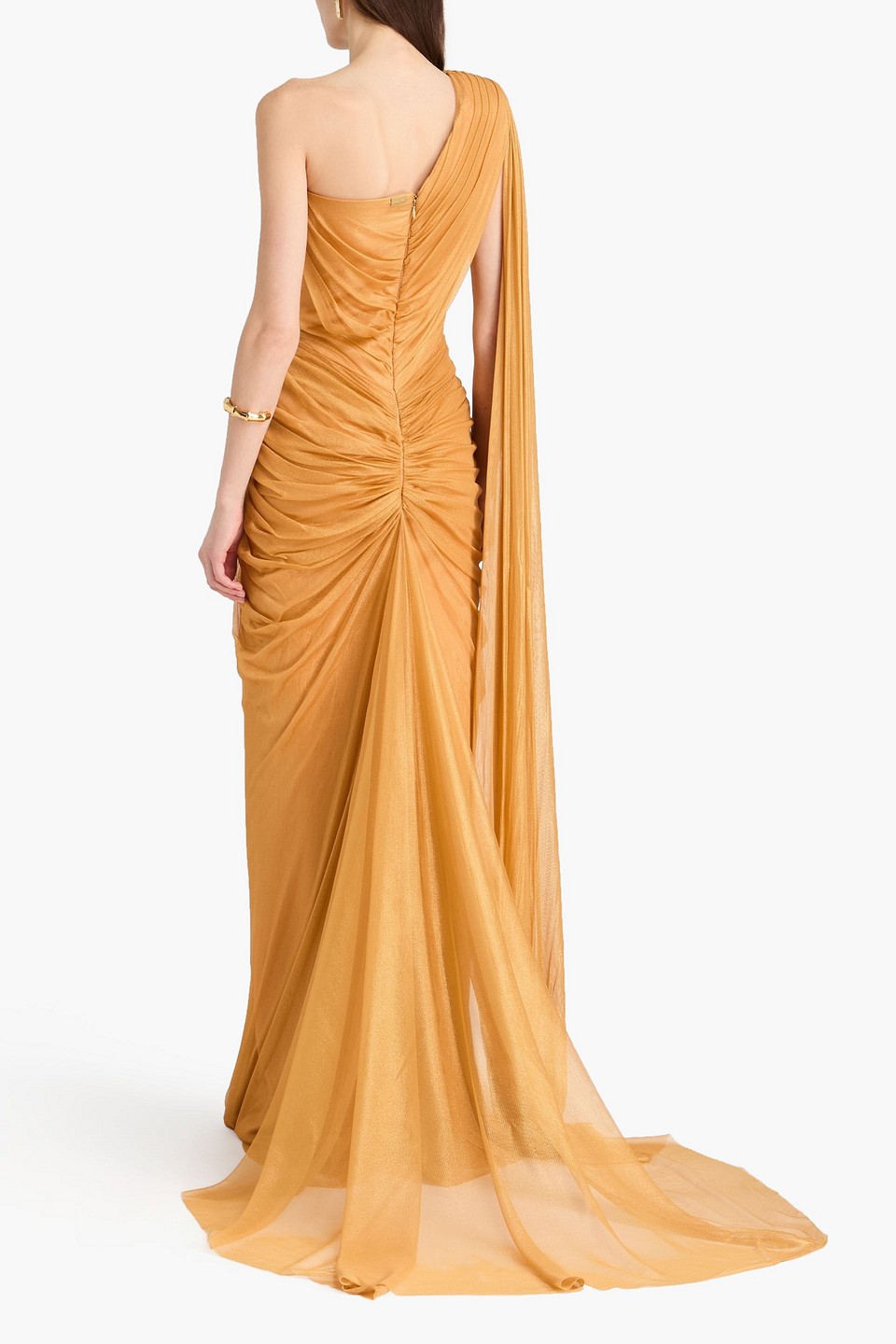  Rhea Costa - Drapierte Robe Aus Seidentüll Mit Metallic-effekt Und Asymmetrischer Schulterpartie - Gelb - It 38 