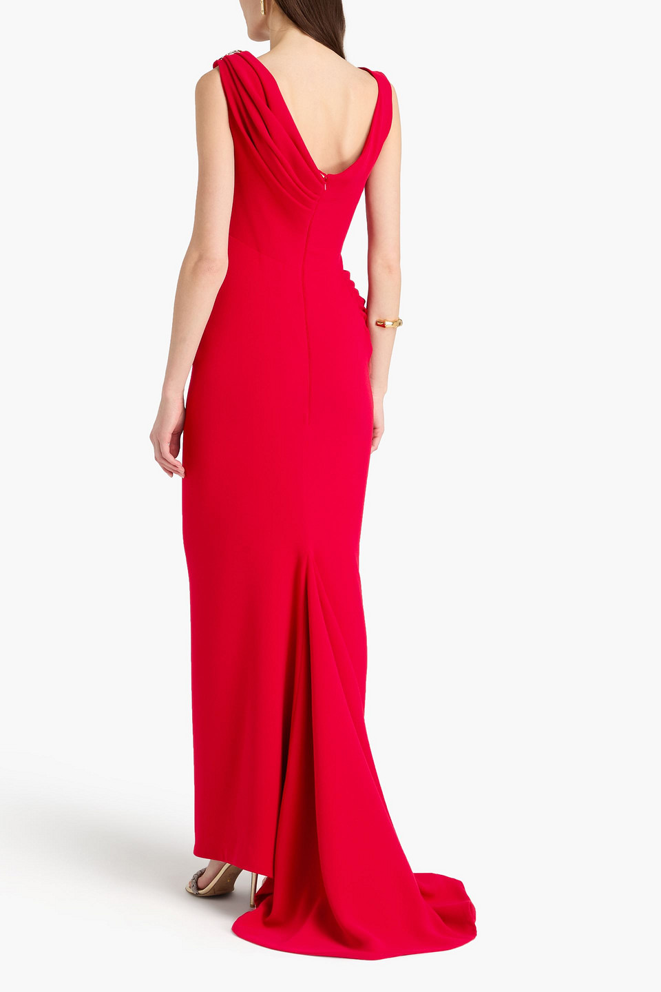 Rhea Costa - Embellished Draped Crepe Gown - Red - It 44 