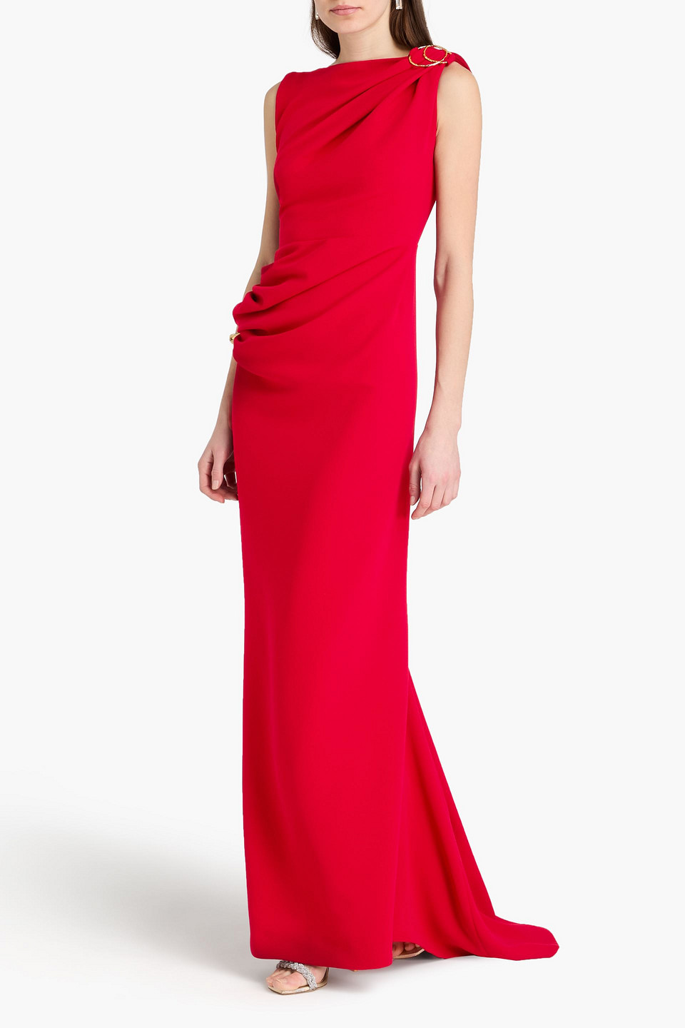  Rhea Costa - Embellished Draped Crepe Gown - Red - It 44 