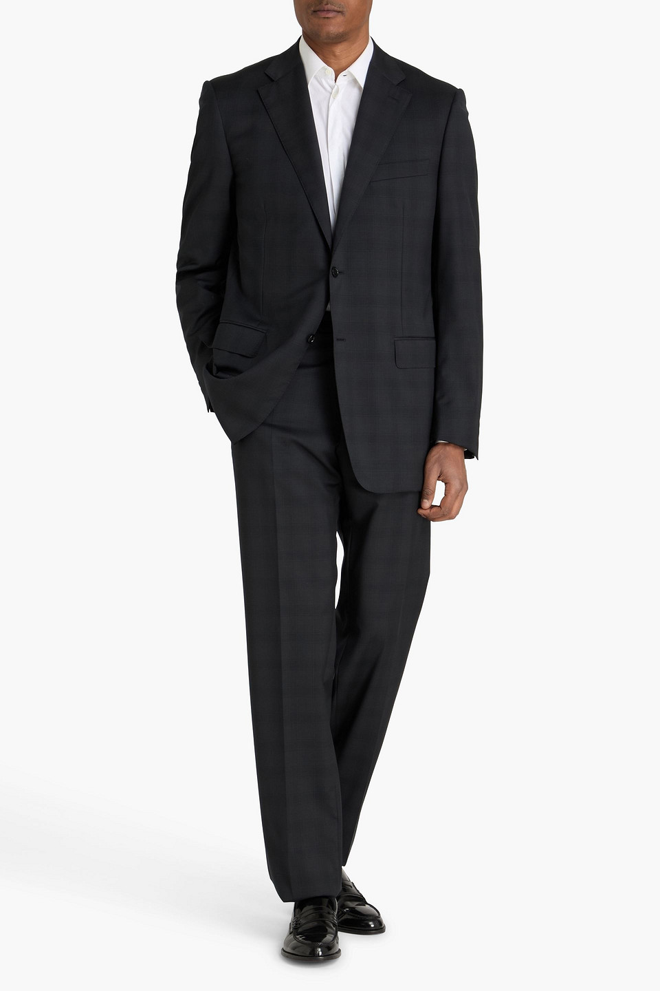  Canali - Checked Wool Suit - Black - It 58 