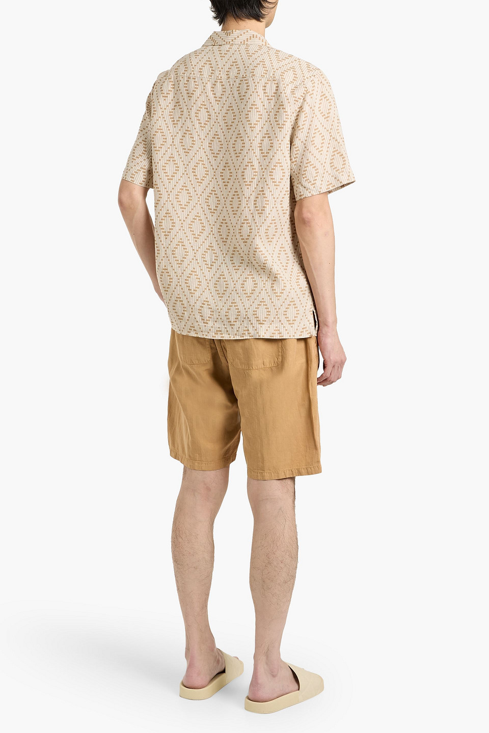  Frescobol Carioca - Shorts Aus Einer Lyocell-, Leinen-baumwollmischung Mit Tunnelzug Und Fischgratmuster - Braun - 28 