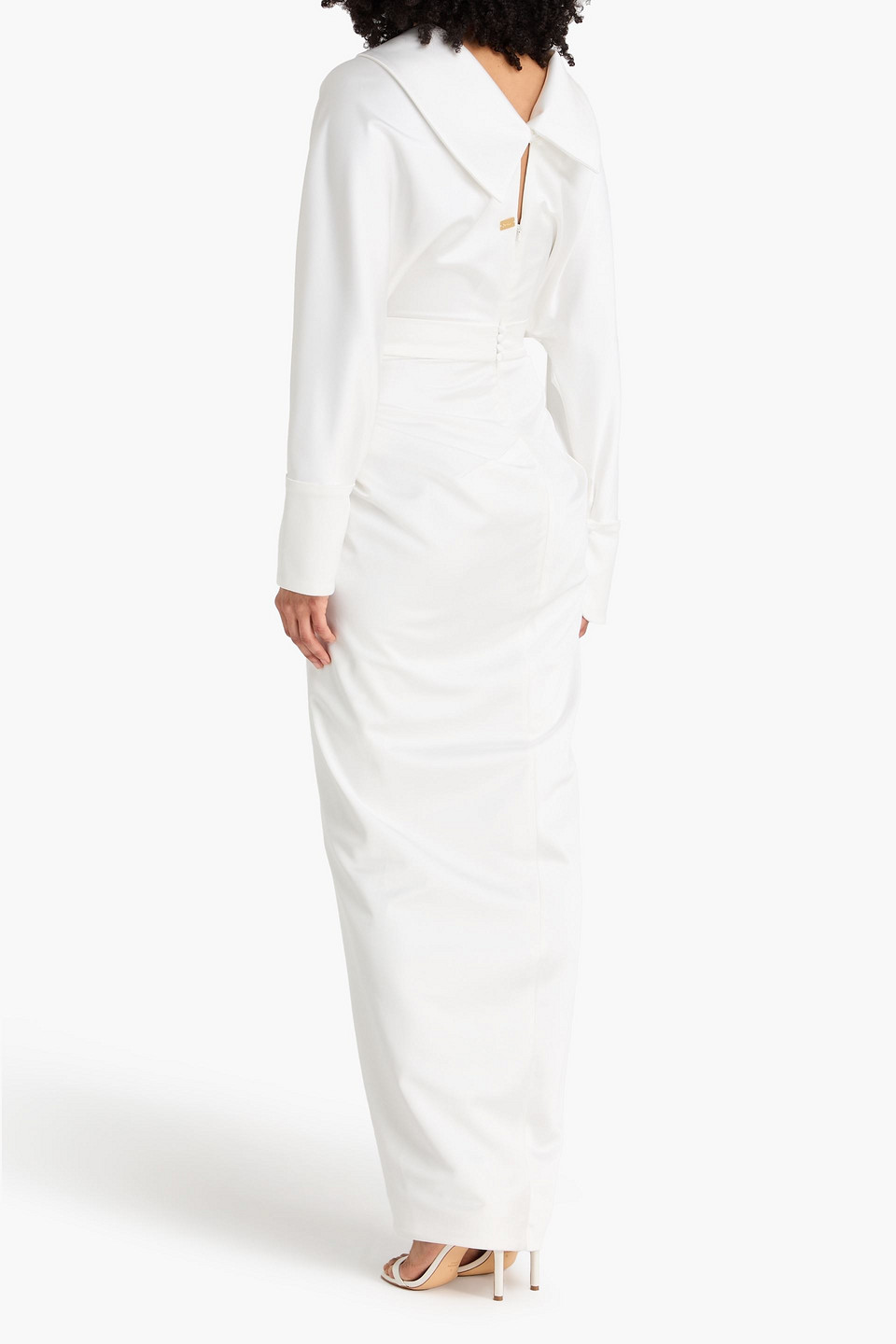  Rhea Costa - Wrap-effect Satin Gown - White - It 40 
