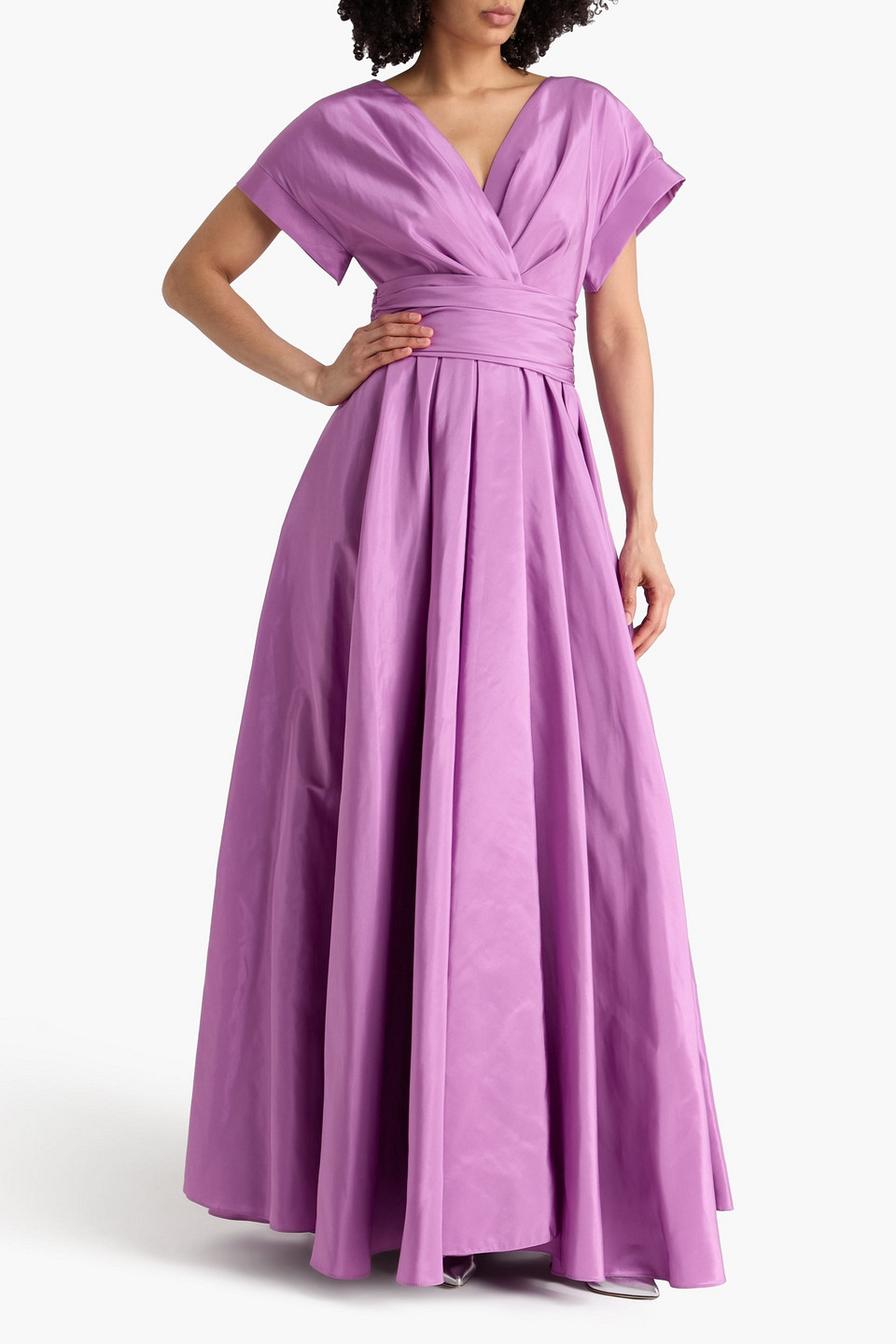  Rhea Costa - Wrap-effect Taffeta Gown - Purple - It 42 