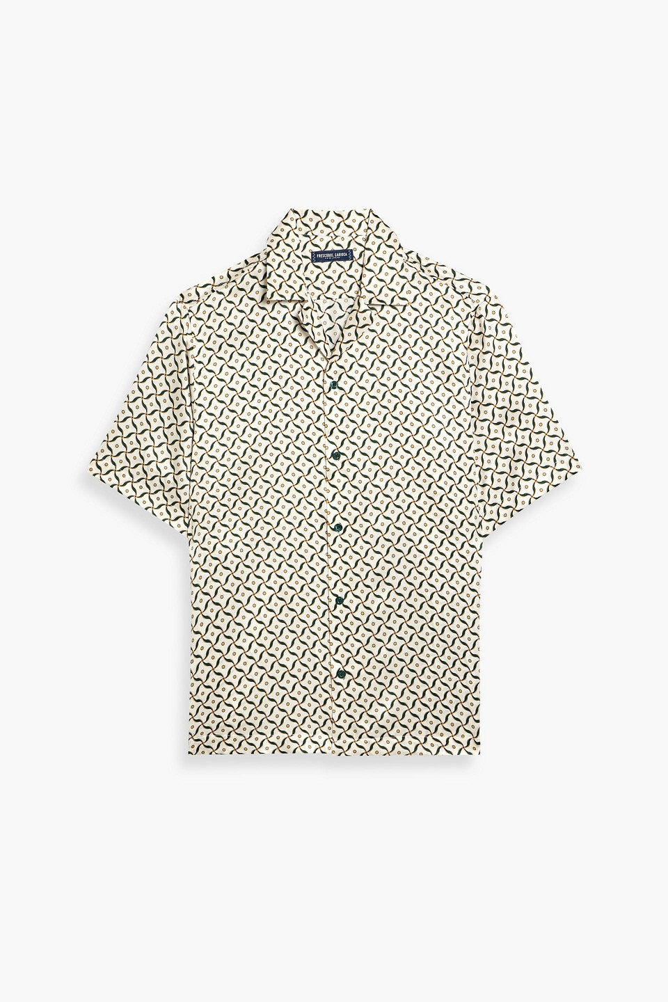 frescobol carioca - roberto printed silk-satin shirt - green - s