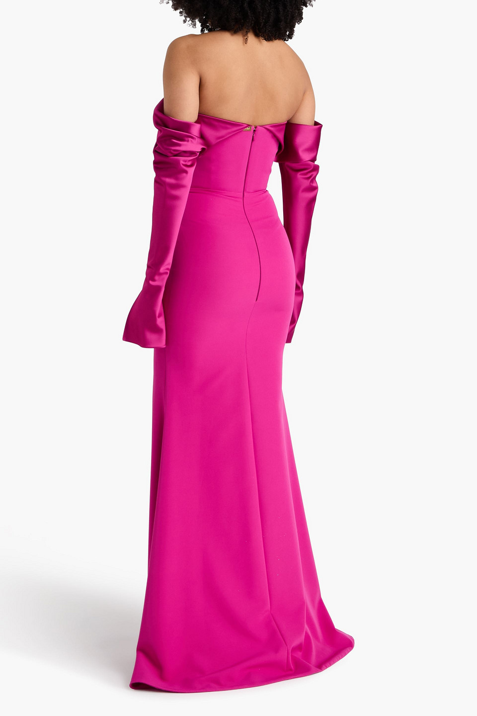 Rhea Costa - Off-the-shoulder Draped Satin Gown - Purple - It 46 