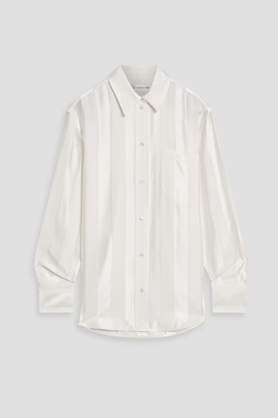 victoria beckham - striped satin-jacquard shirt - white - uk 10