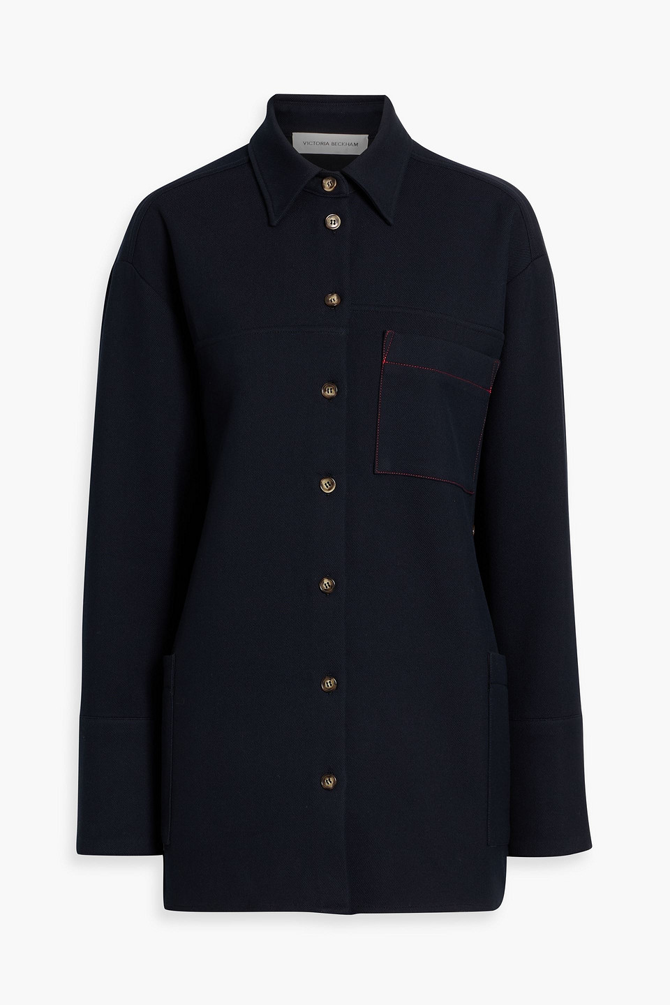 victoria beckham - cotton-blend twill shirt - black - uk 4