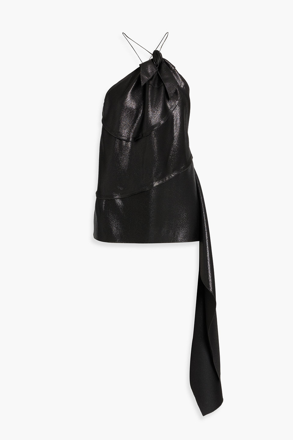 victoria beckham - draped metallic woven top - black - uk 6