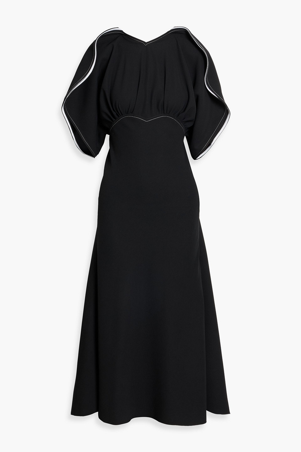 victoria beckham - draped crepe midi dress - black - uk 6