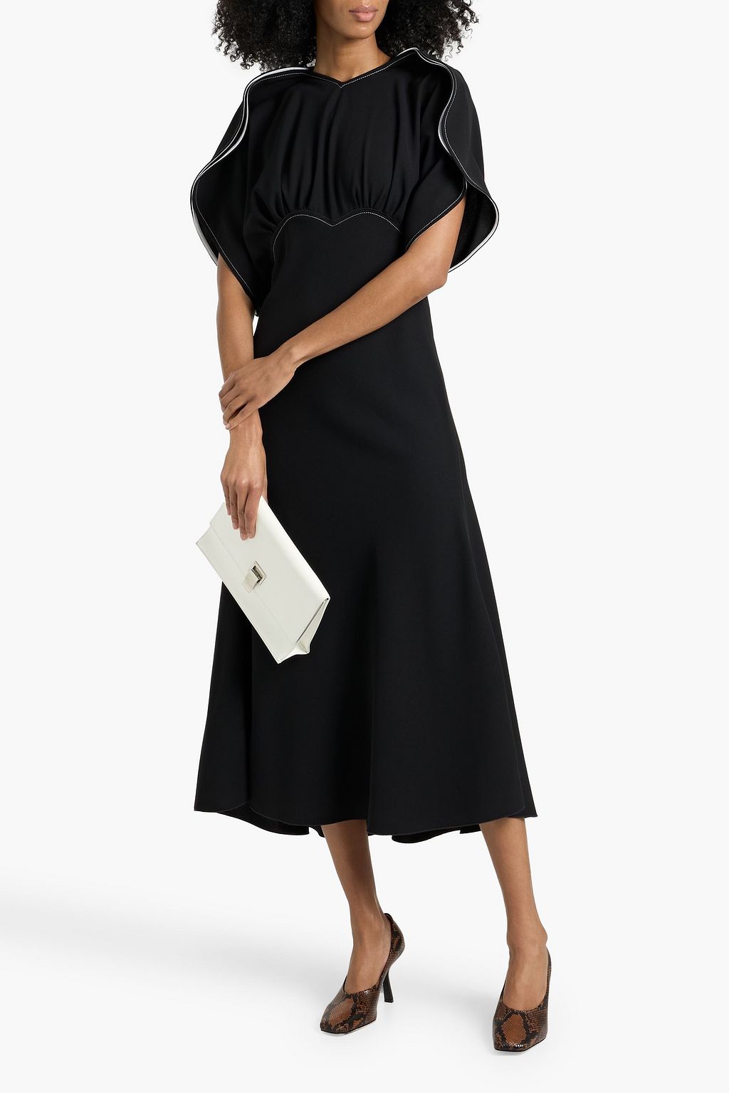 knee length dresses for ladies Drape Sleeve Midi Dress