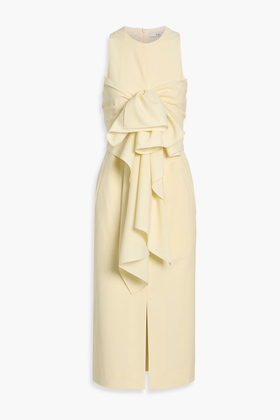 Tibi Draped Crepe Midi Dress In Nude
