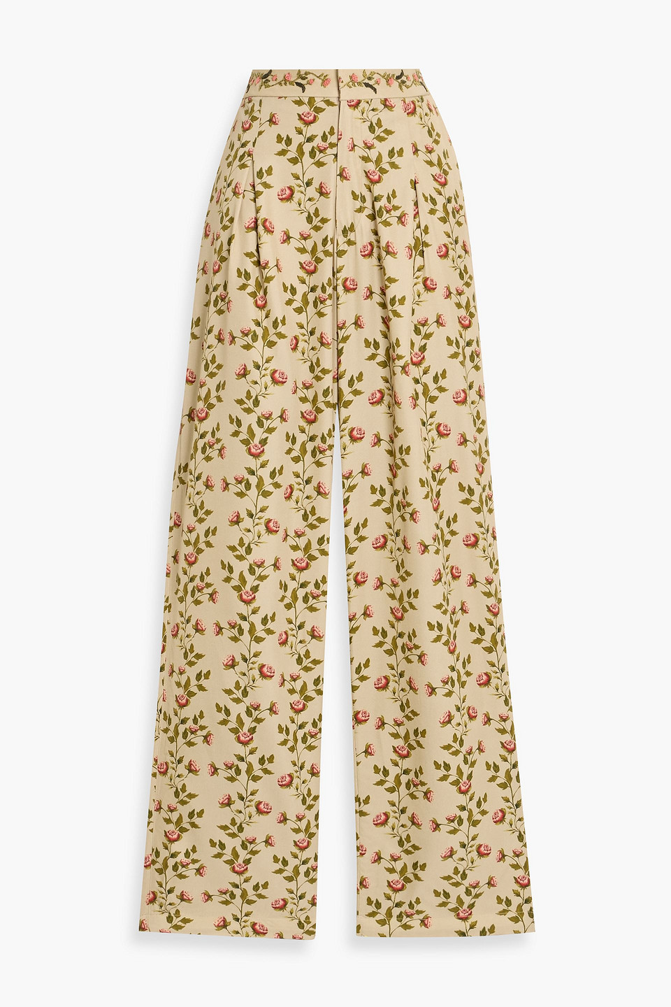agua by agua bendita - florecer sueño floral-print twill wide-leg pants - neutral - m