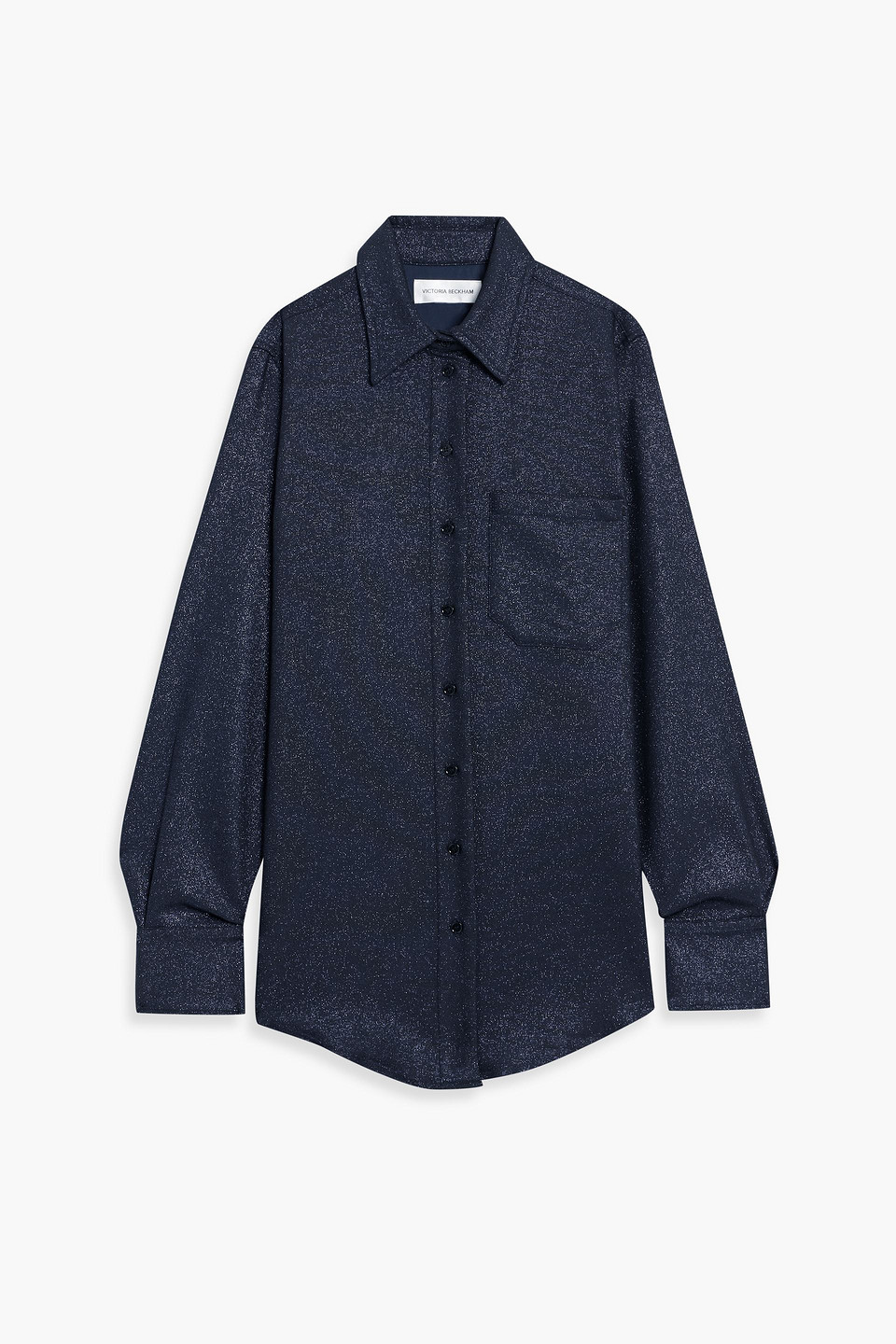 victoria beckham - metallic jersey shirt - blue - uk 4