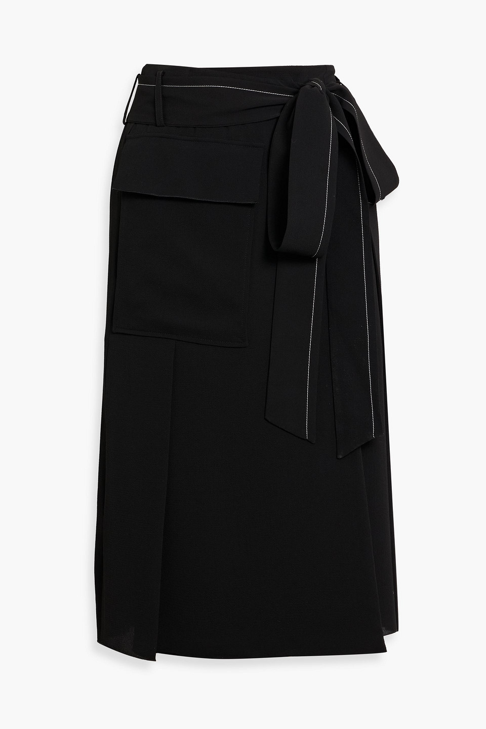 Victoria Beckham Belted Crepe Midi Wrap Skirt In Multi