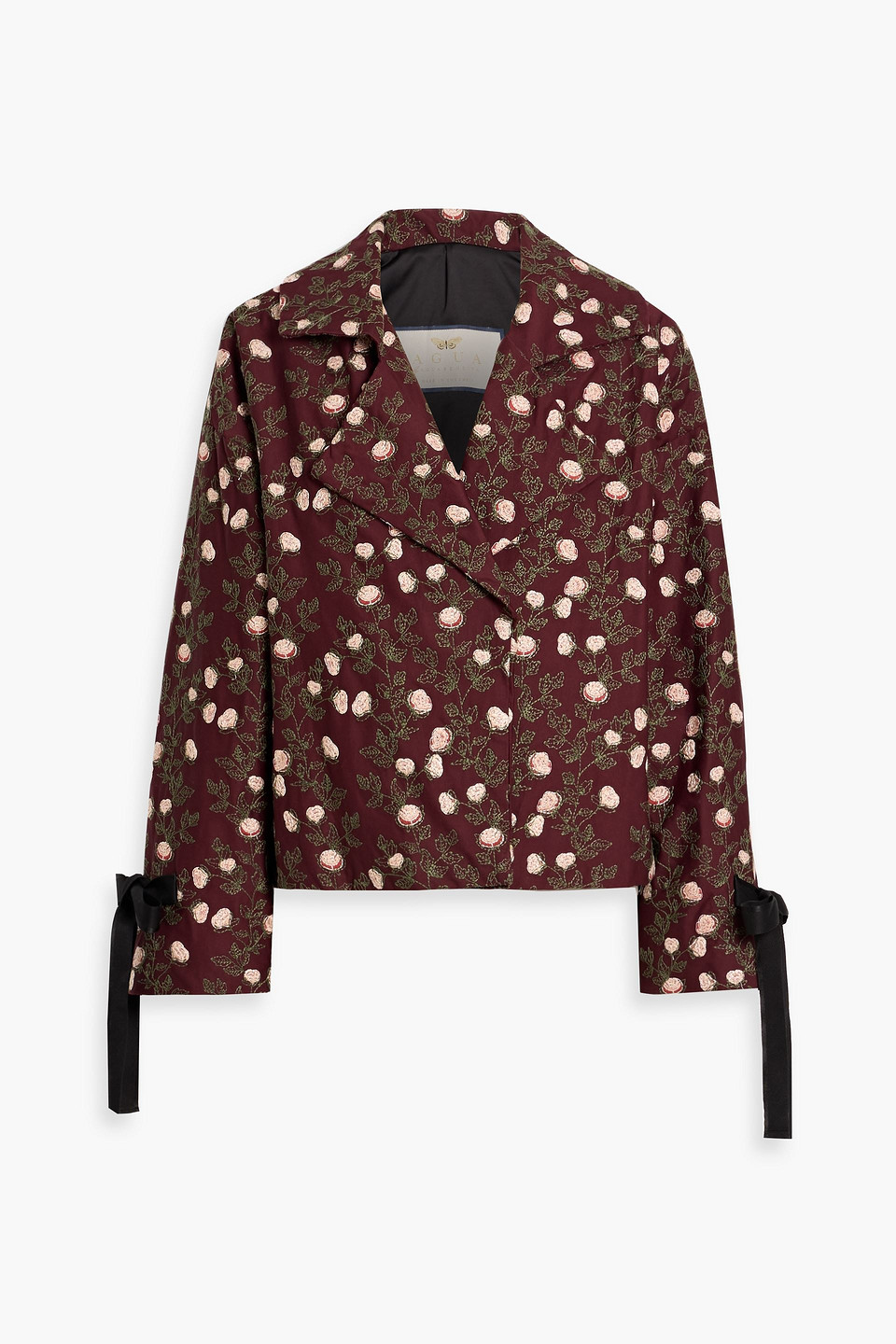 Agua By Agua Bendita Pavé Colibrí Embroidered Cotton Coat In Burgundy