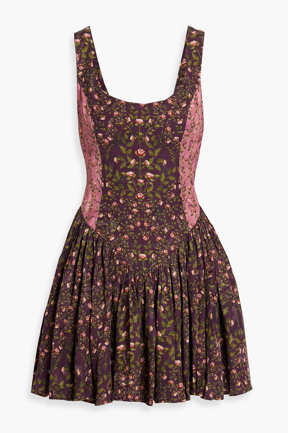 agua by agua bendita - pluma sueño floral-print jacquard mini dress - burgundy - s