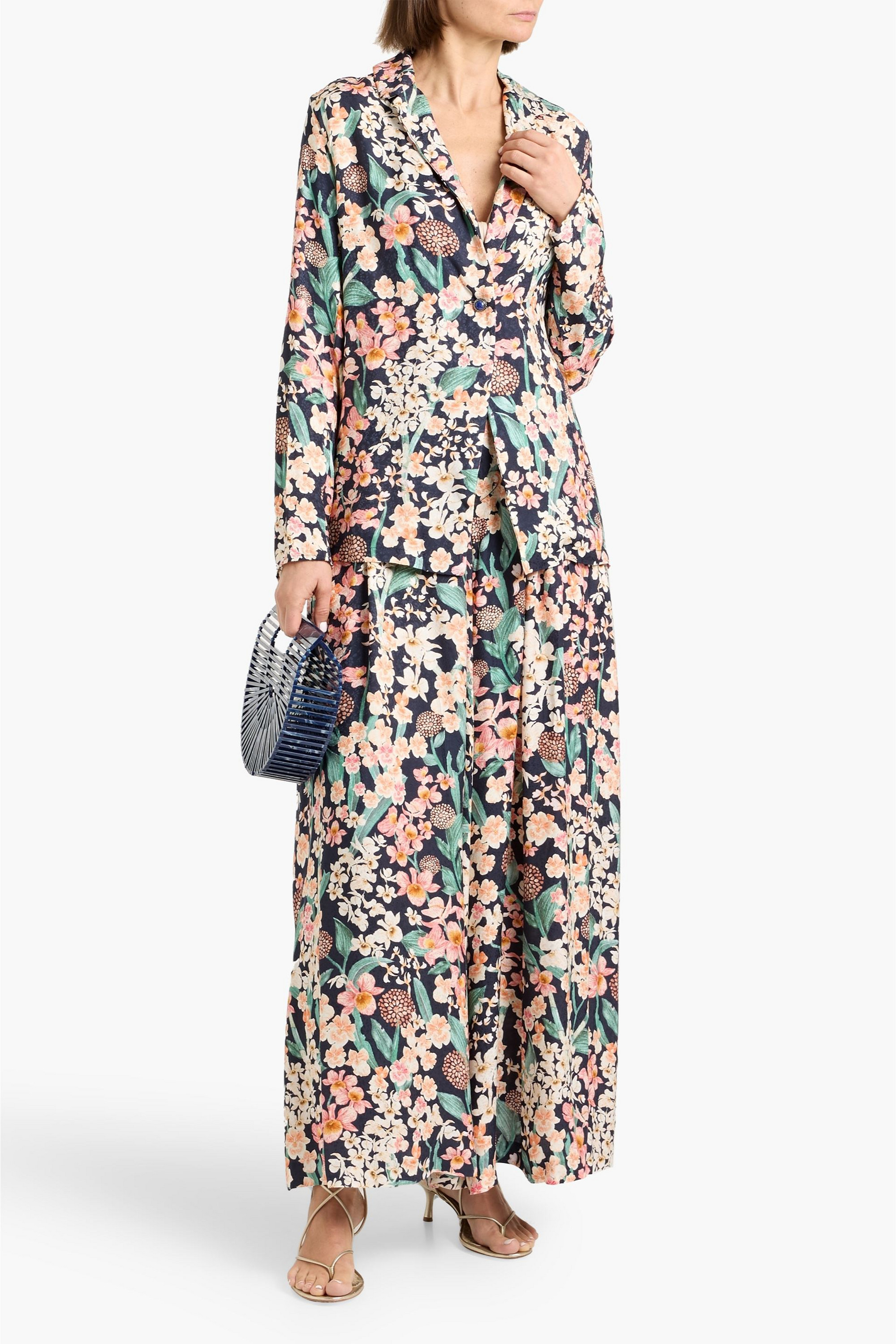 Agua by Agua Bendita Silice Danza floral-print satin-jacquard blazer