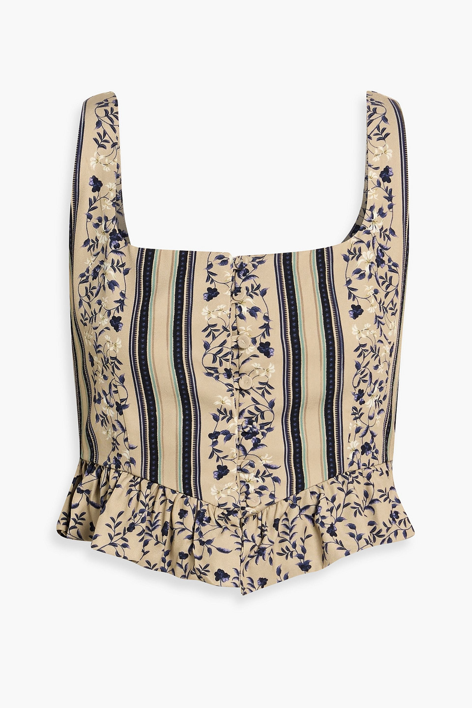 Agua By Agua Bendita Eslabon Café Cropped Printed Twill Top In Neutral