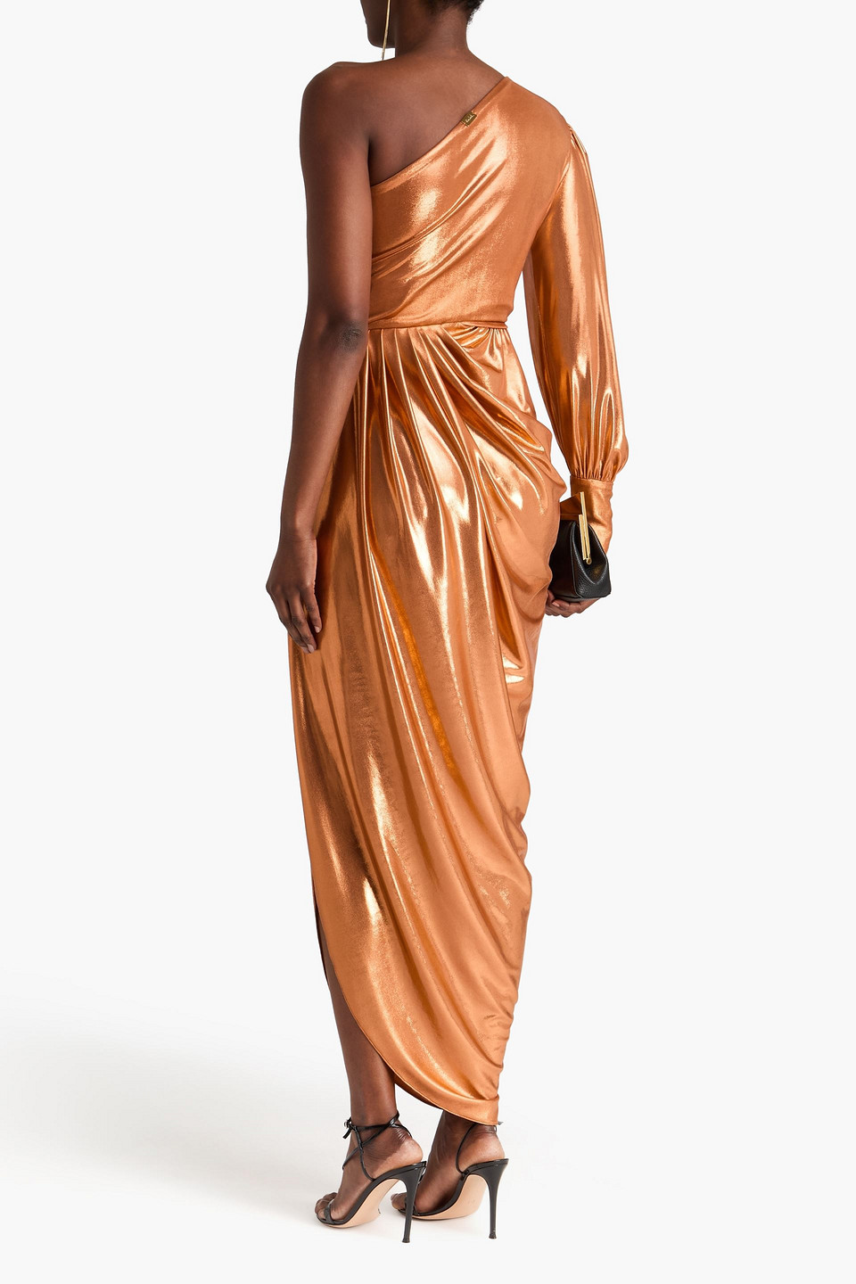  Rhea Costa - Drapierte Robe Aus Stretch-jersey In Metallic-optik Mit Asymmetrischer Schulterpartie - Metallic - It 46 