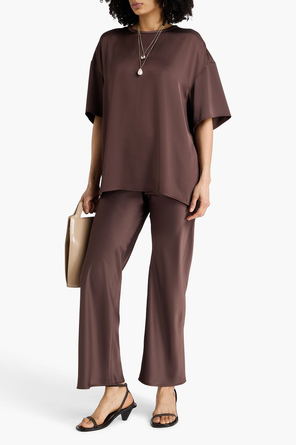  A.emery - Bristowe Satin Top - Brown - Uk 12 