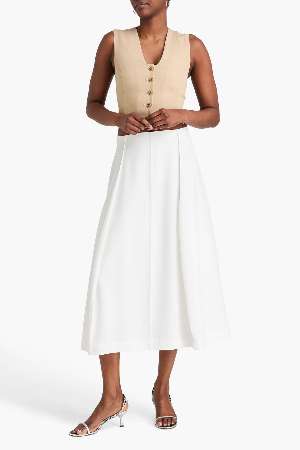  Theory - Parachute Twill Midi Skirt - White - Us 0 