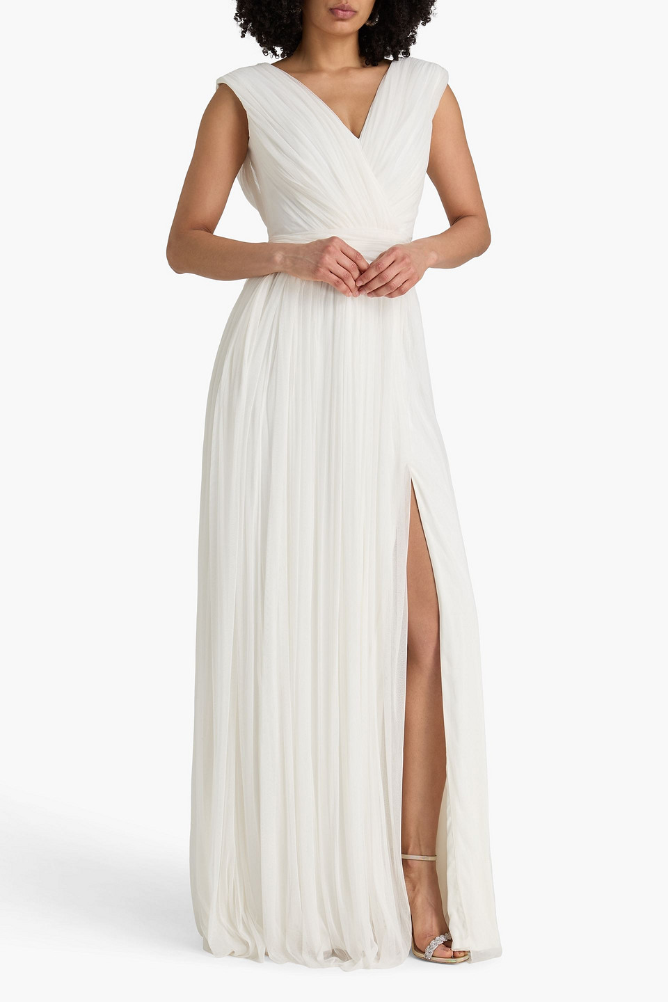 Rhea Costa - Wrap-effect Silk-tulle Gown - White - It 42 