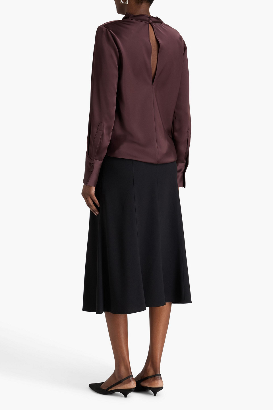  A.emery - Aitken Draped Satin Blouse - Burgundy - Uk 6 