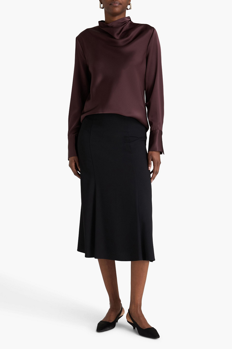  A.emery - Aitken Draped Satin Blouse - Burgundy - Uk 6 