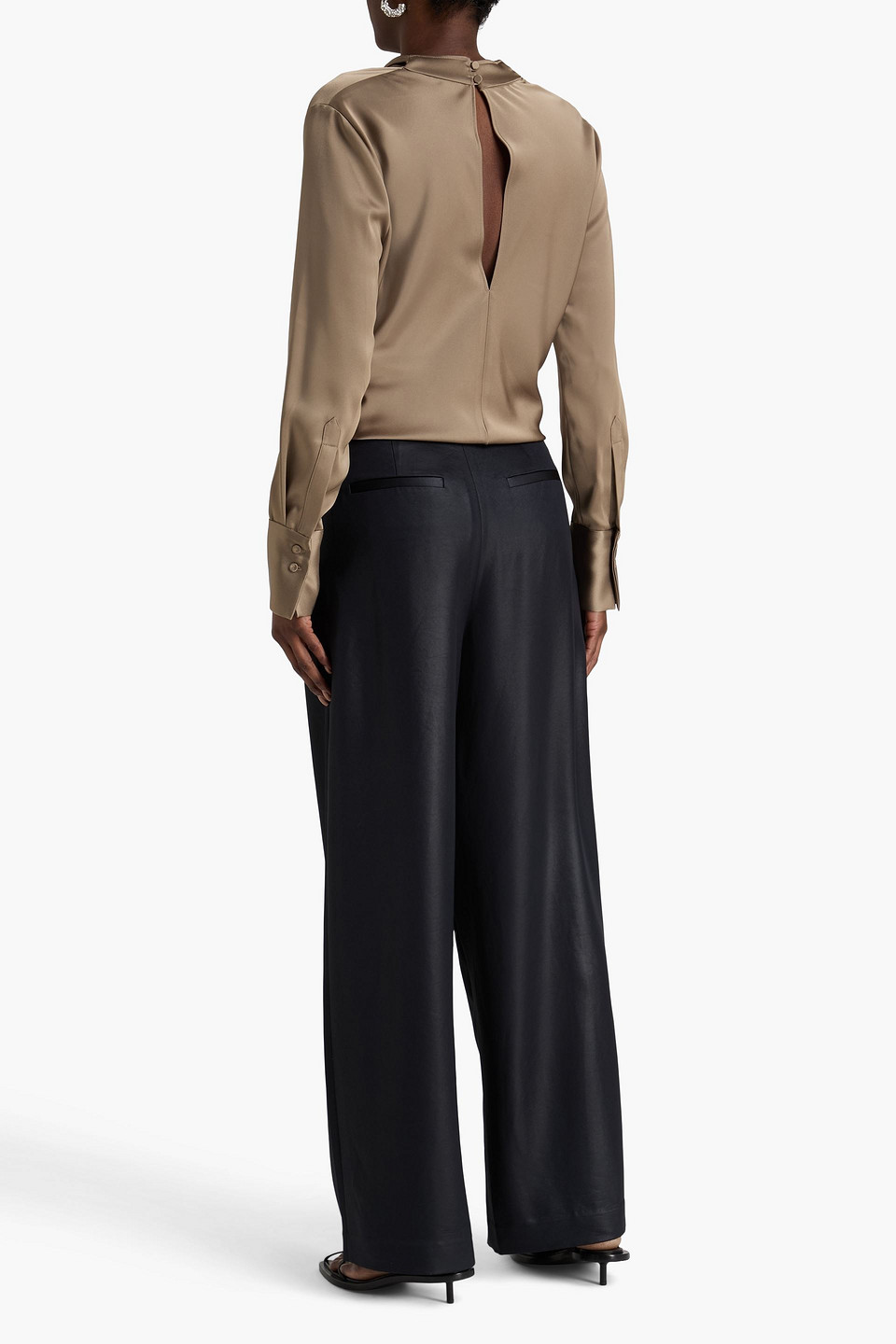  A.emery - Aitken Draped Satin Blouse - Neutral - Uk 12 