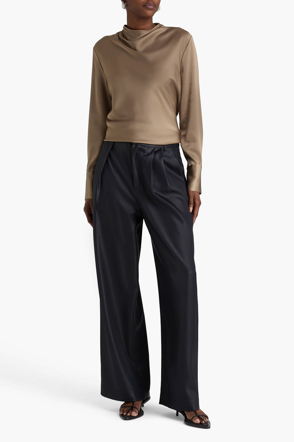  A.emery - Aitken Draped Satin Blouse - Neutral - Uk 12 