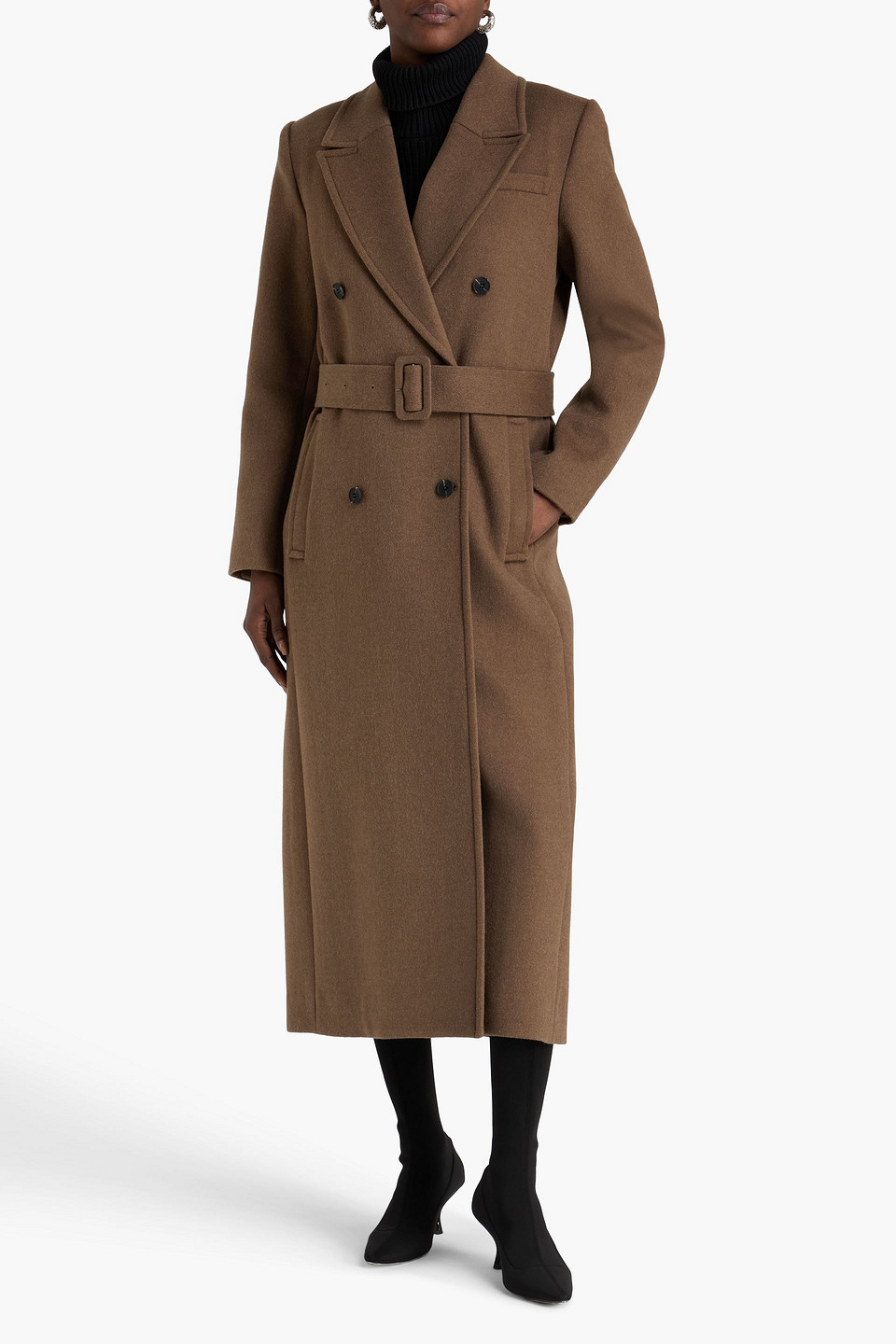  A.emery - Kenner Double-breasted Wool-blend Felt Coat - Brown - Uk 12 