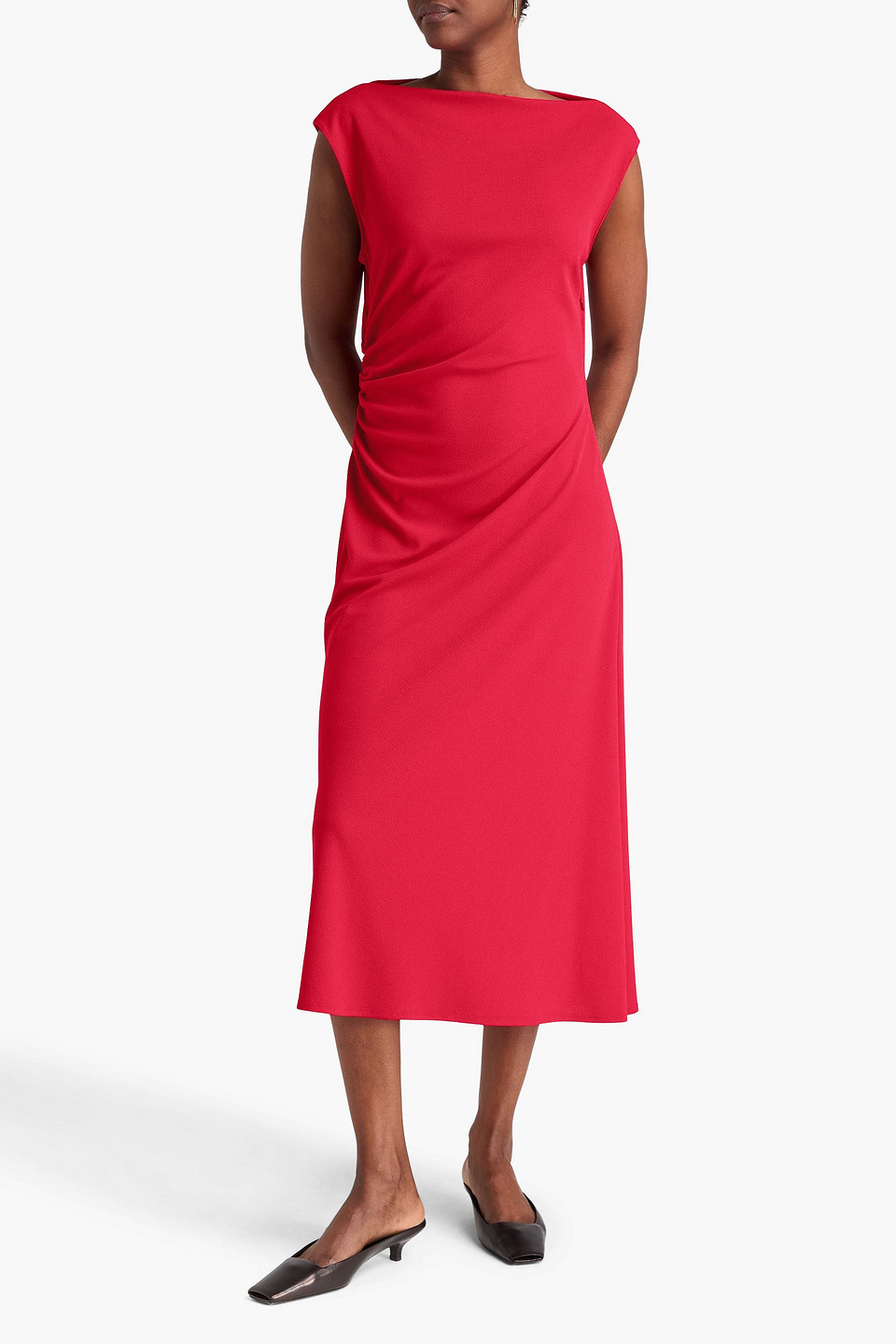  Theory - Drapiertes Midikleid Aus Crêpe - Rot - Us 00 