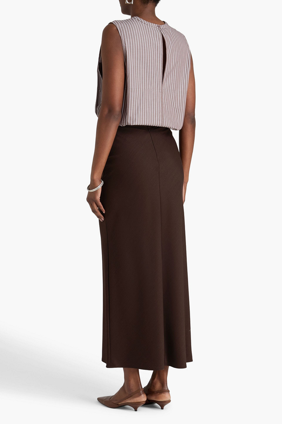  A.emery - Riva Wool-twill Maxi Skirt - Brown - Uk 6 