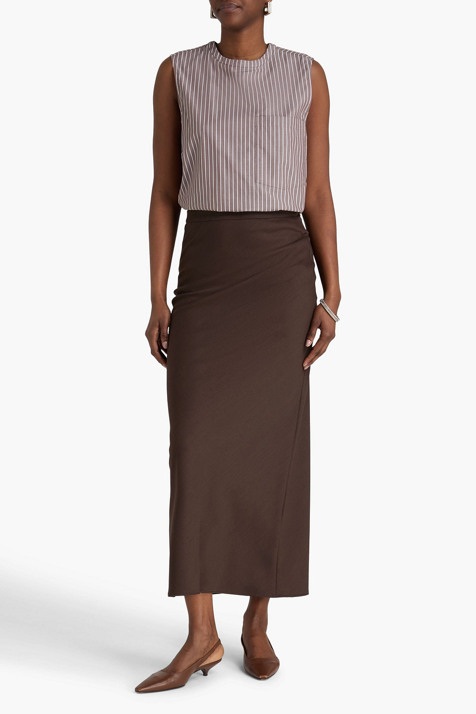  A.emery - Riva Wool-twill Maxi Skirt - Brown - Uk 6 