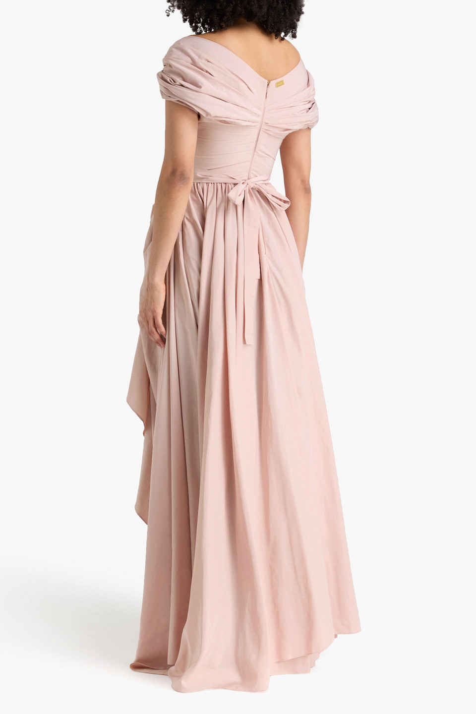  Rhea Costa - Wrap-effect Draped Taffeta Gown - Pink - It 46 