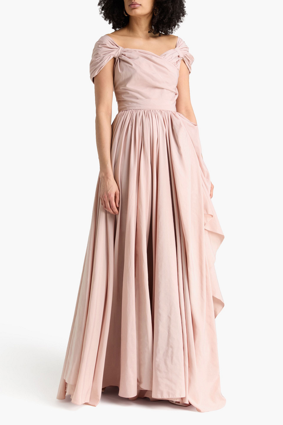  Rhea Costa - Wrap-effect Draped Taffeta Gown - Pink - It 46 