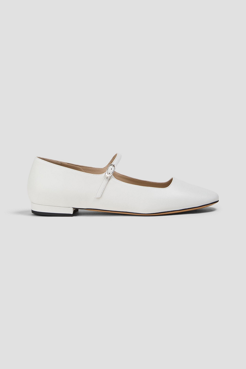 Theory Leather Mary Jane Flats In White